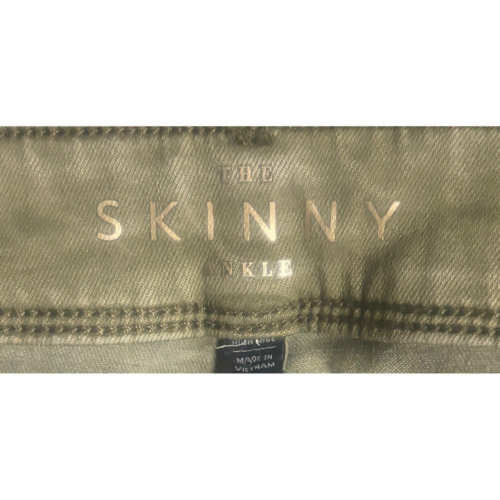 White House Black Market The Skinny Ankle Olive Green Moto Utility Pants 16L - Picture 5 of 7